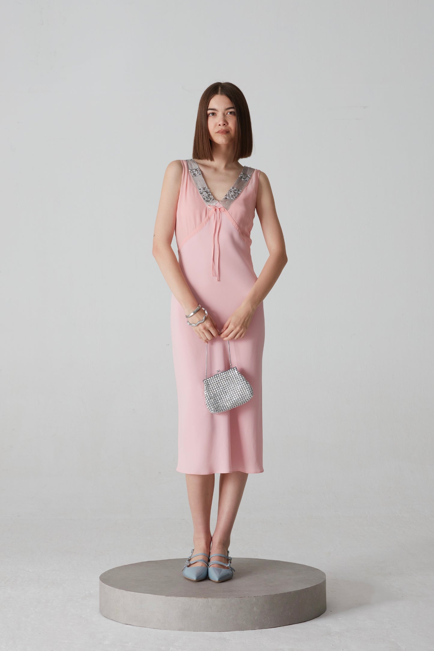 Abito vintage in pura seta rosa