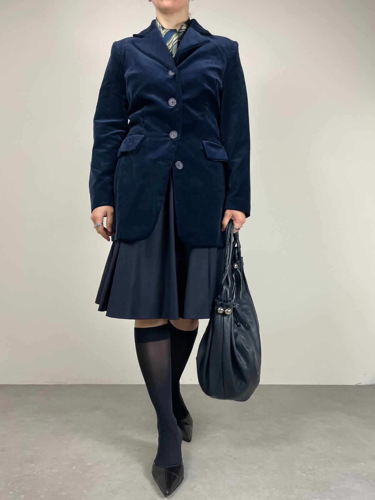 Blazer in velluto di cotone blu notte