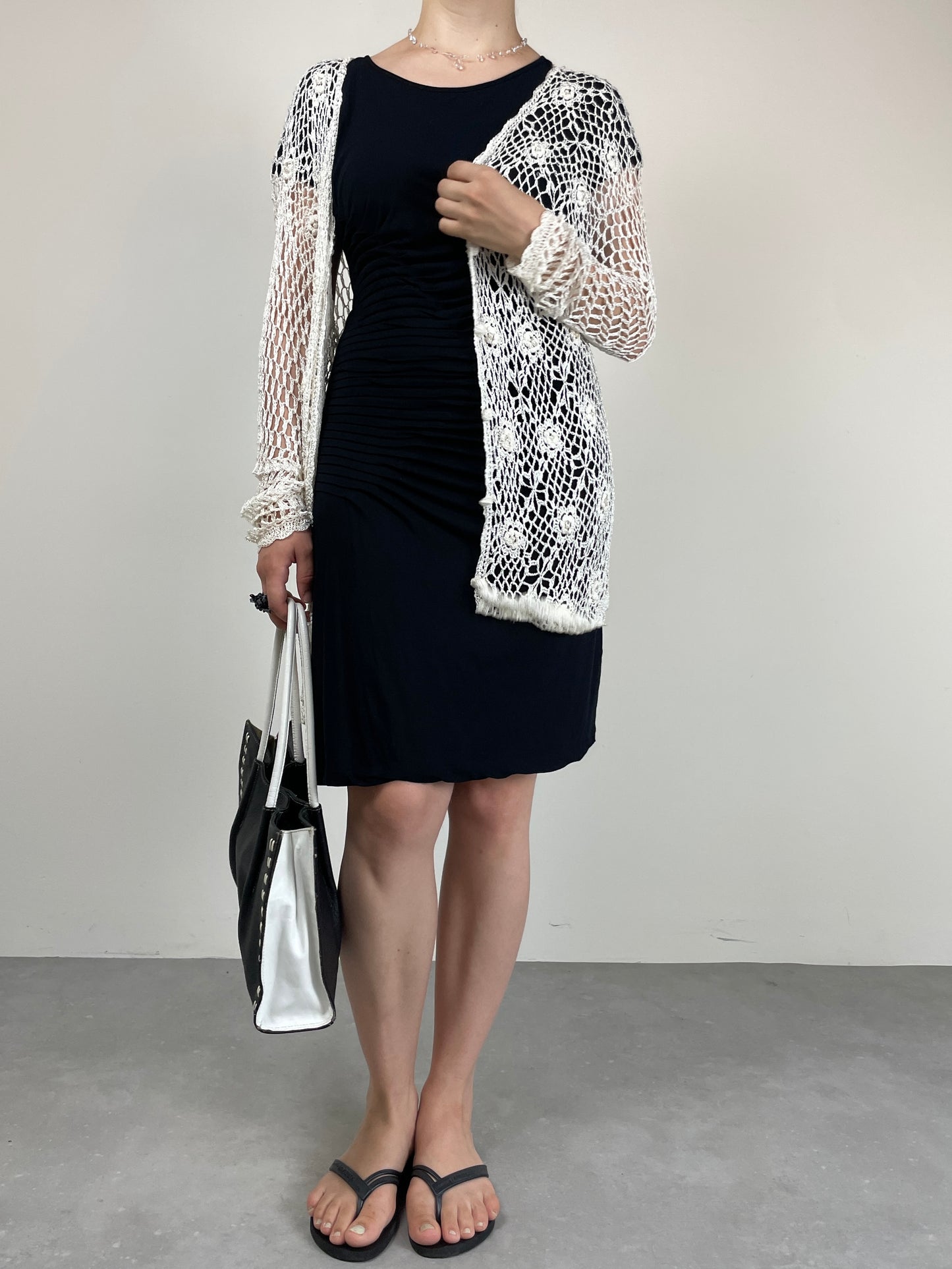 Cardigan all’uncinetto con motivo floreale