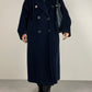 Cappotto a doppiopetto lungo blu in lana made in Italy