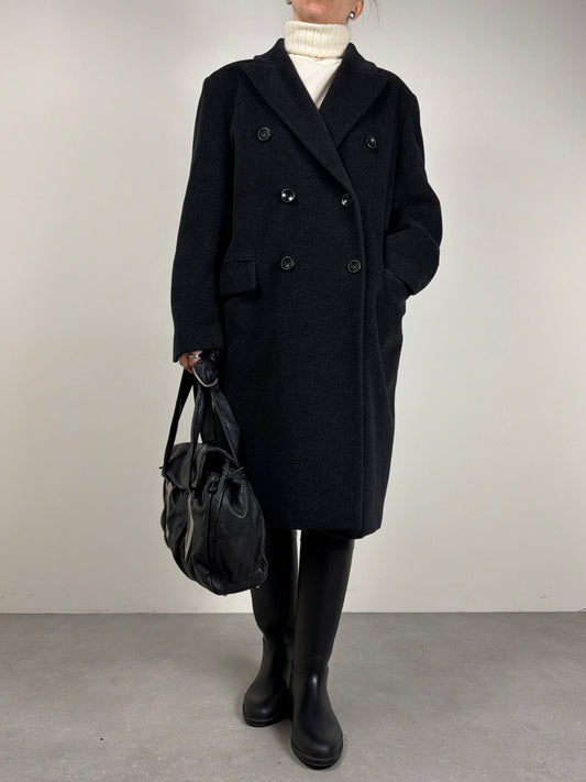 Cappotto vintage a doppiopetto color grigio scuro