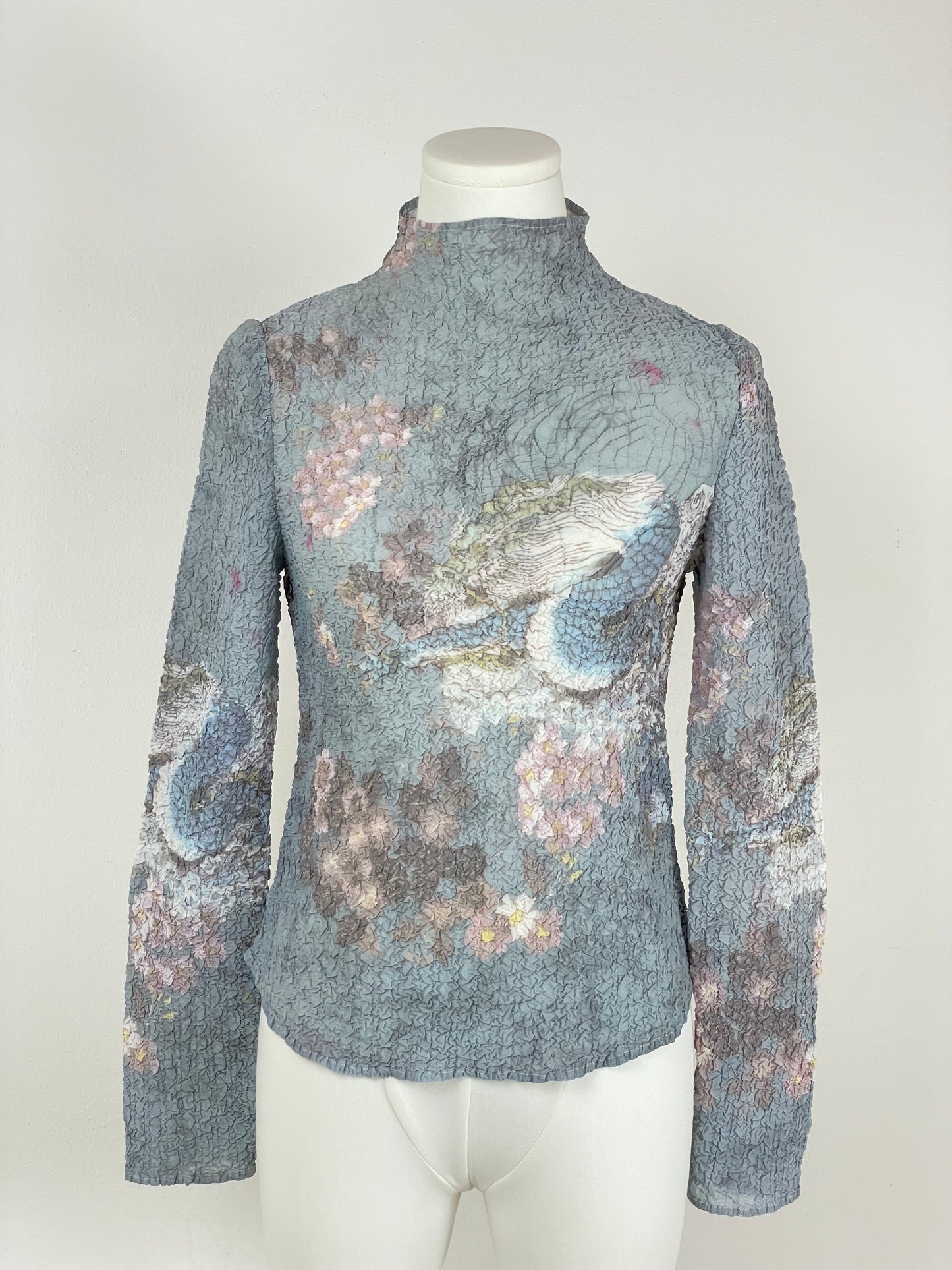 Top a fantasia in tessuto crinkle