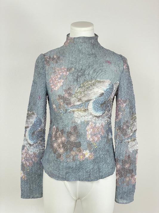 Top a fantasia in tessuto crinkle