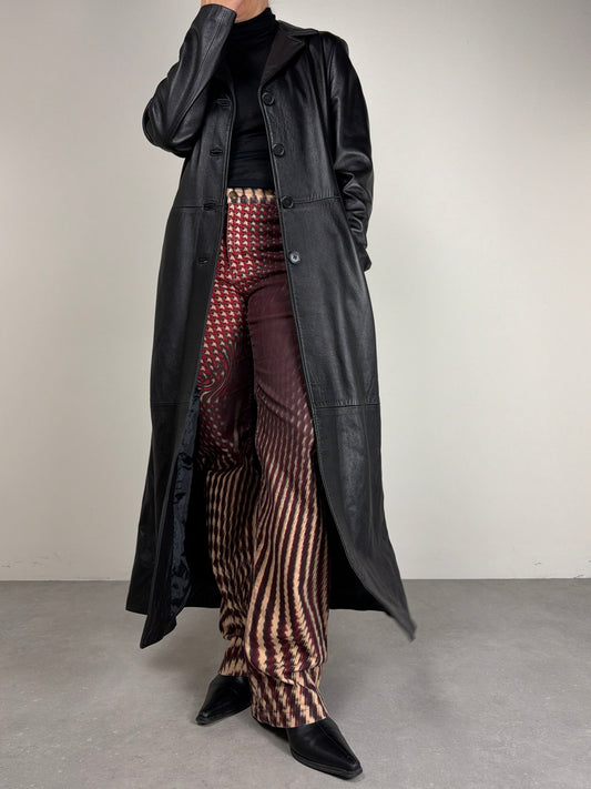 Trench lungo in vera pelle nero