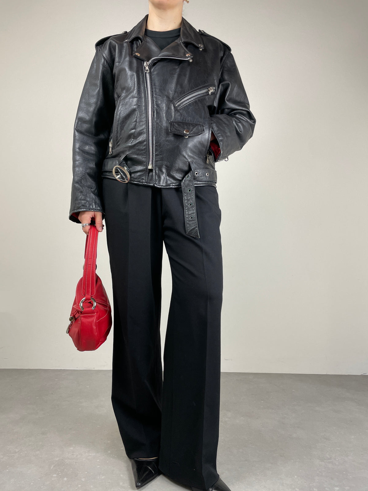 Chiodo vintage in vera pelle