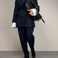 Completo vintage in 100% lana blu
