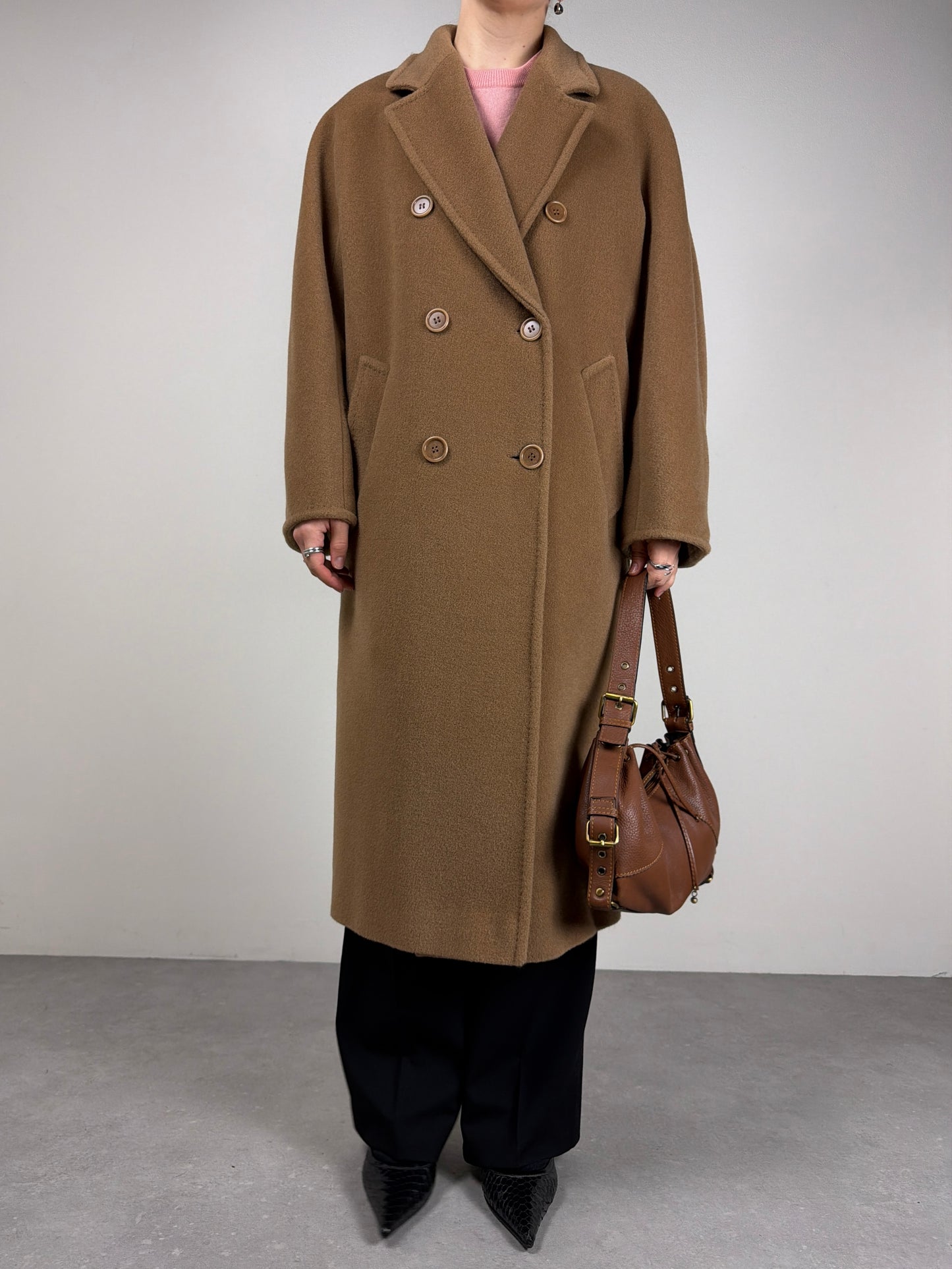 Cappotto in pura lana color cammello