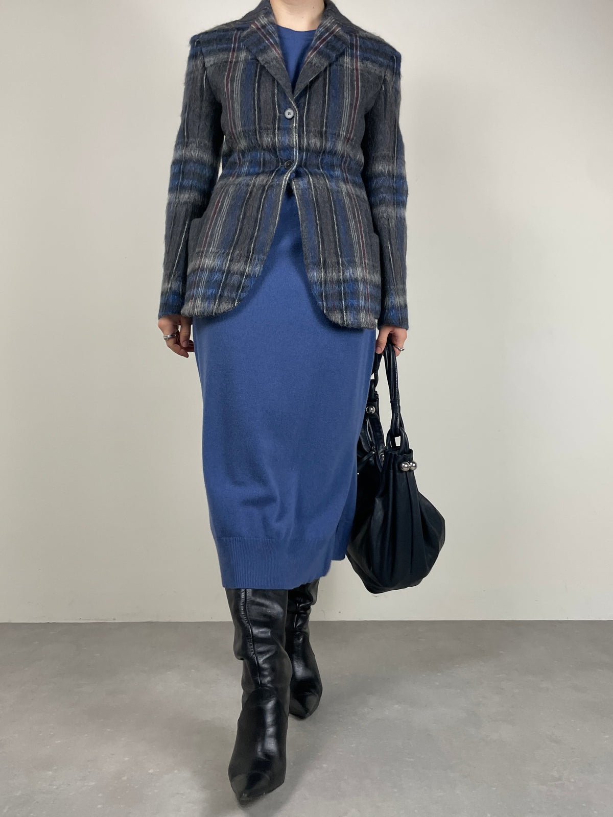 Blazer Jil Sander in mohair spazzolato tartan