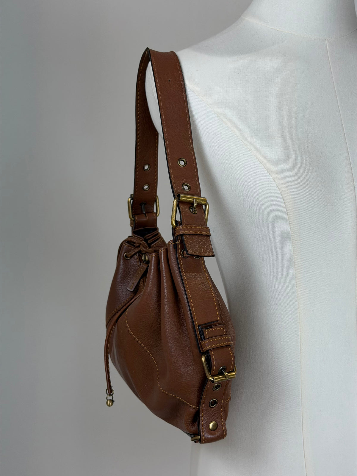 Borsa in vera pelle color cuoio