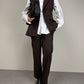 Completo vintage con gilet e pantalone in lana gessata