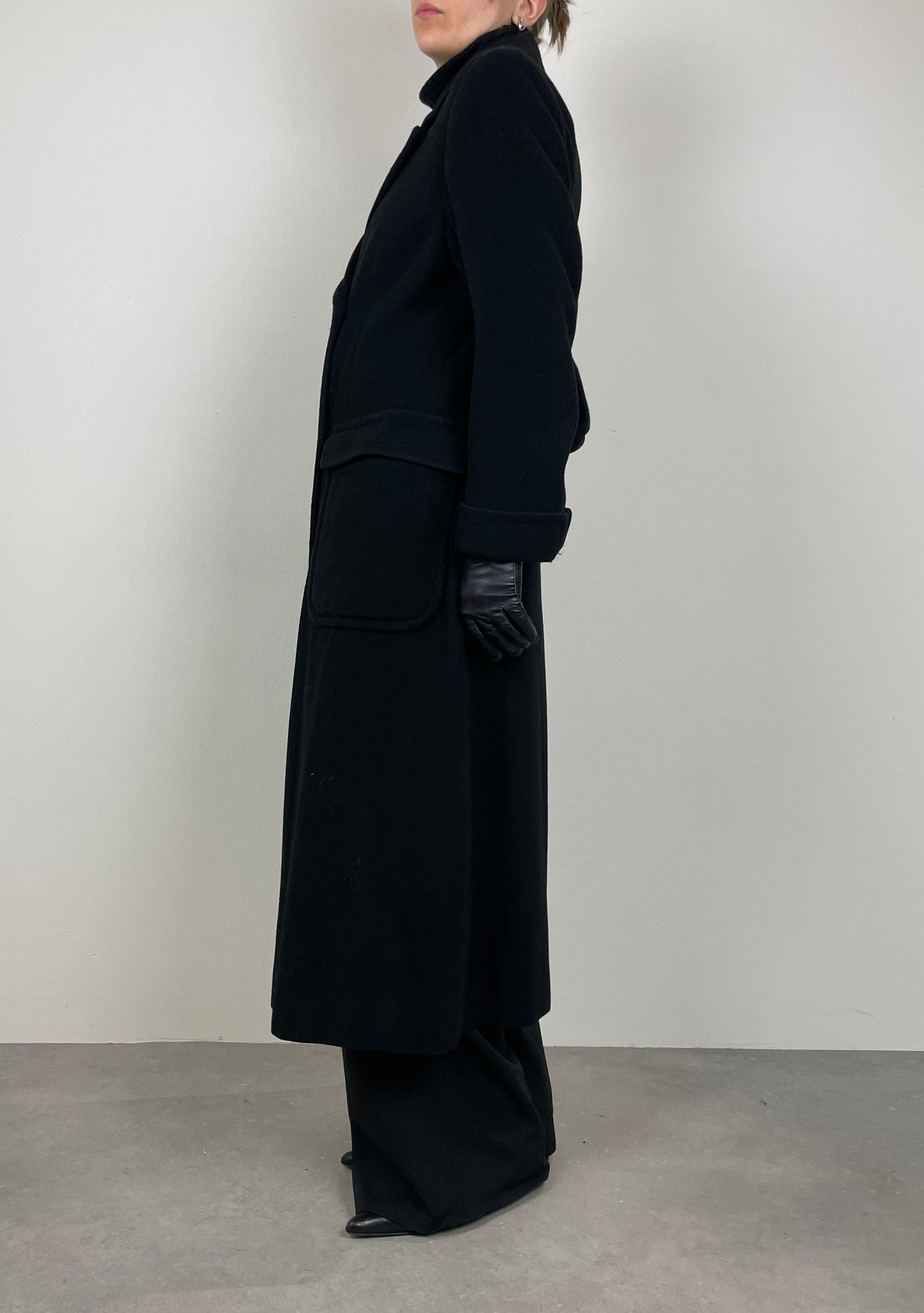 Long black wool coat