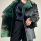 Shearling vintage Made in Italy antracite con riflessi verde salvia