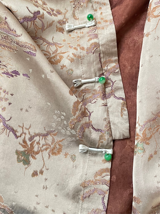 Giacca asiatica in jacquard di pura seta