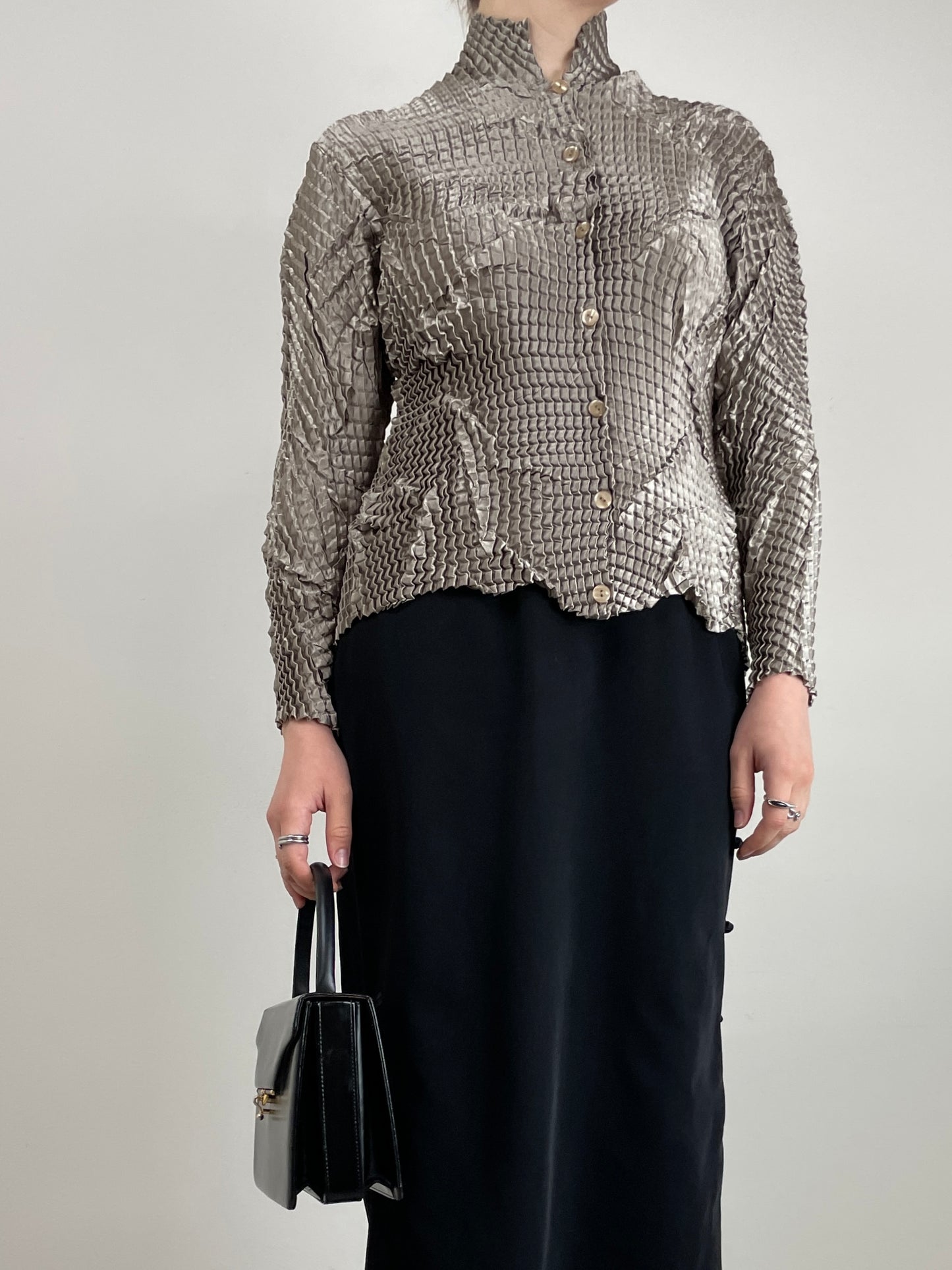 Camicia plissè geometrico cangiante