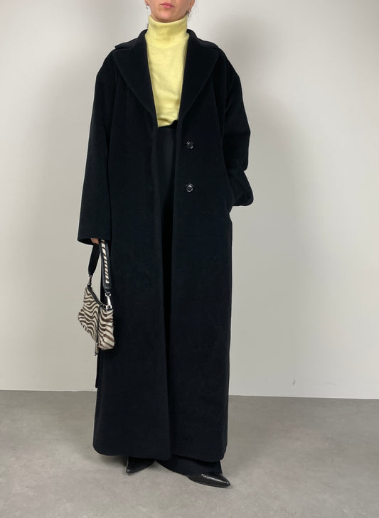 Black wool long coat