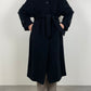 Long black wool coat with belt