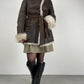 Shearling vintage marrone con pelliccia beige