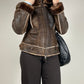 Marella montone in vero shearling marrone