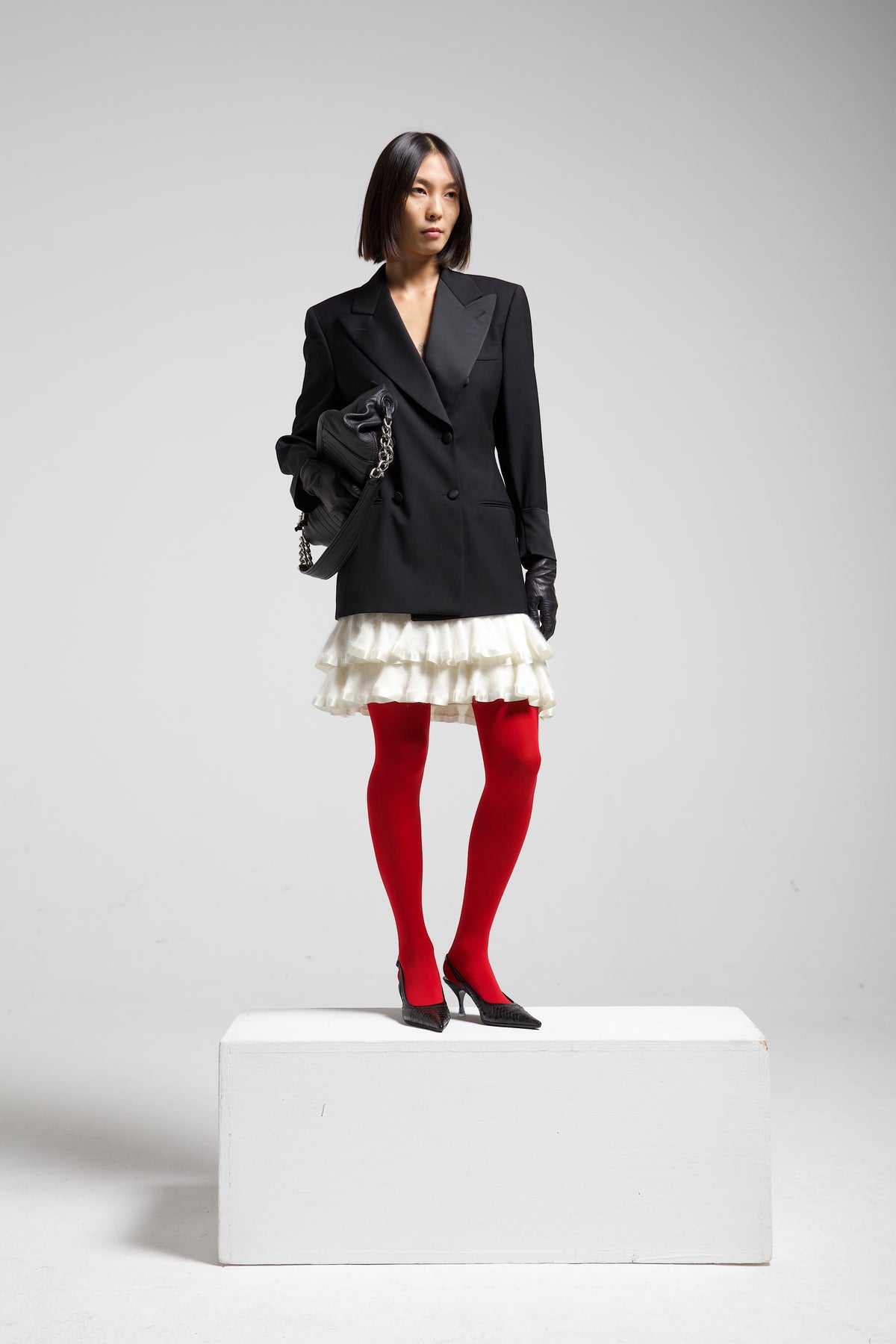 Blazer smoking nero in lana