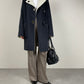 Cappotto grigio con alamari in lana, angora e cammello