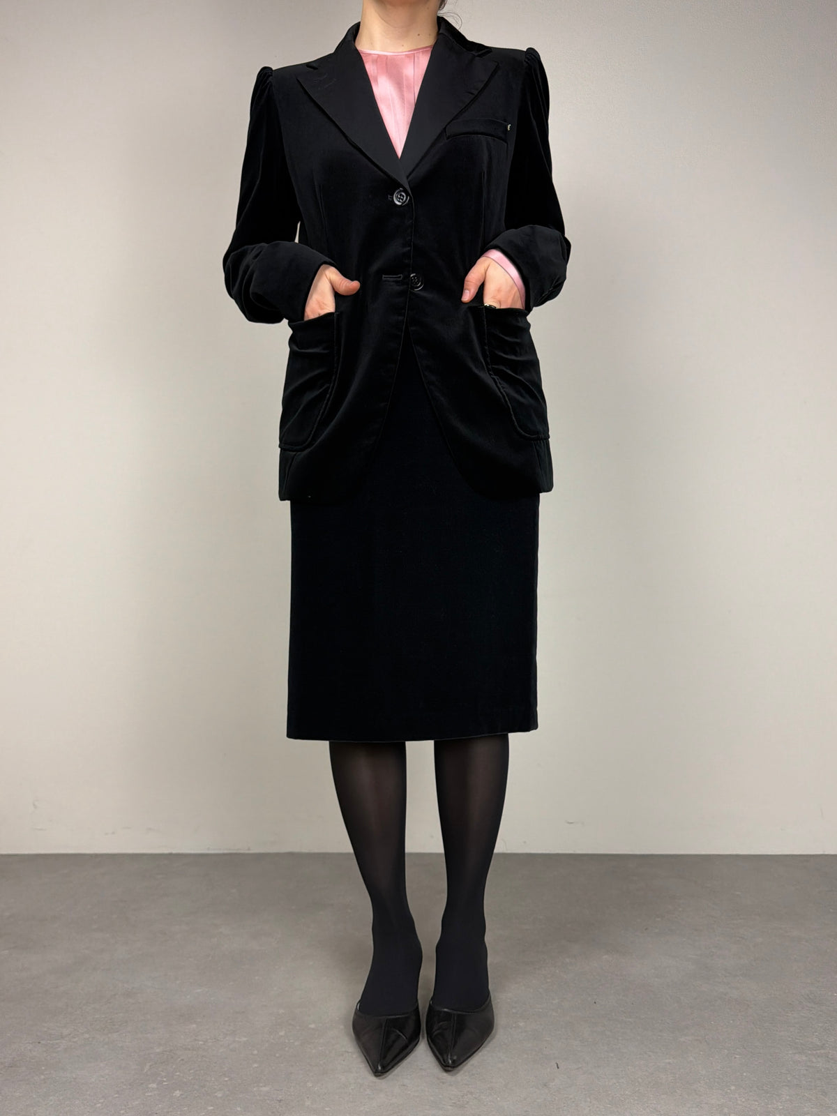 Blazer in velluto nero di cotone