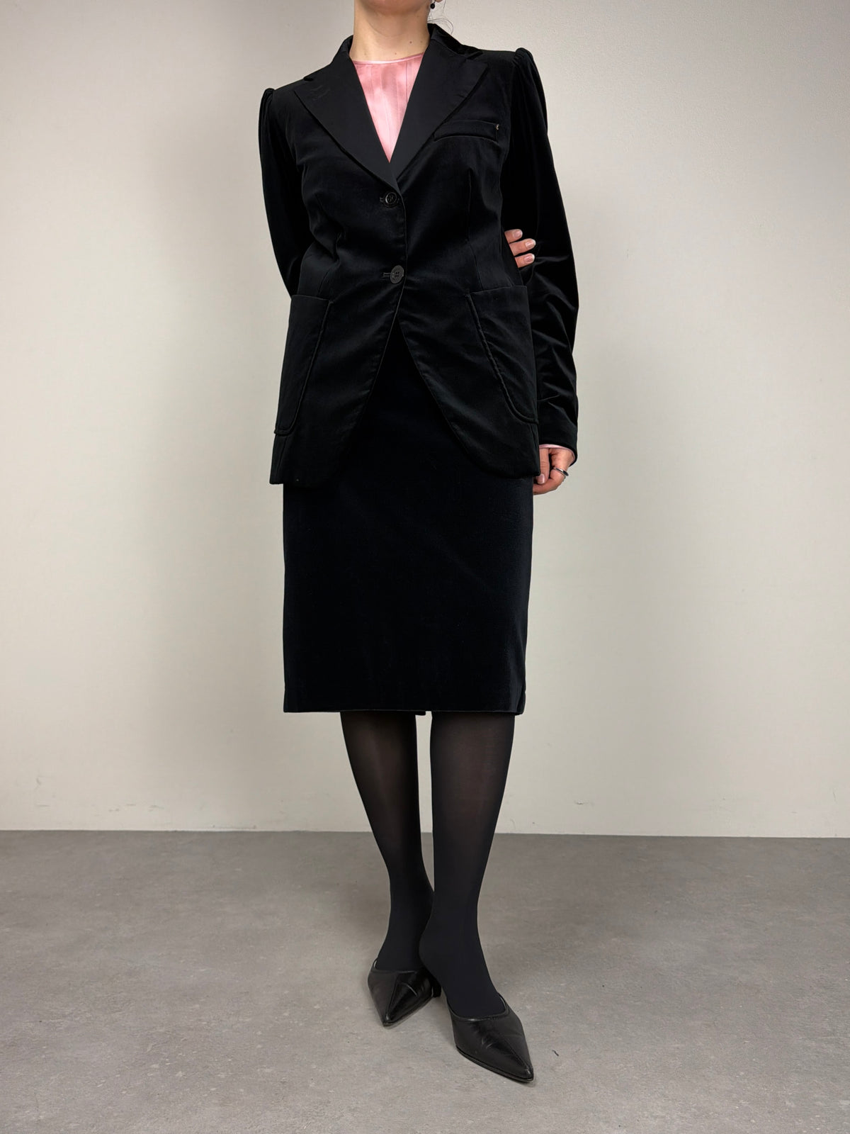 Blazer in velluto nero di cotone
