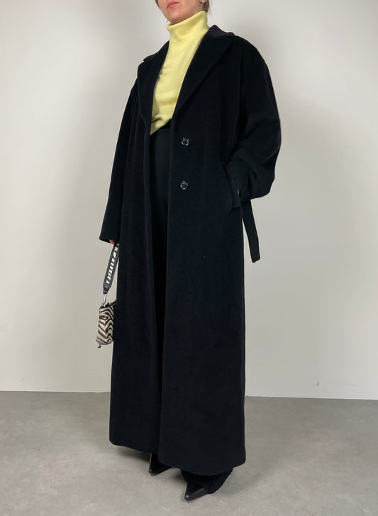 Black wool long coat