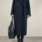 Cappotto a doppiopetto in lana, cashmere e ancora blu scuro
