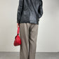 Giacca minimal in vera pelle nera