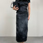 Qipao lungo in jacquard di viscosa nero