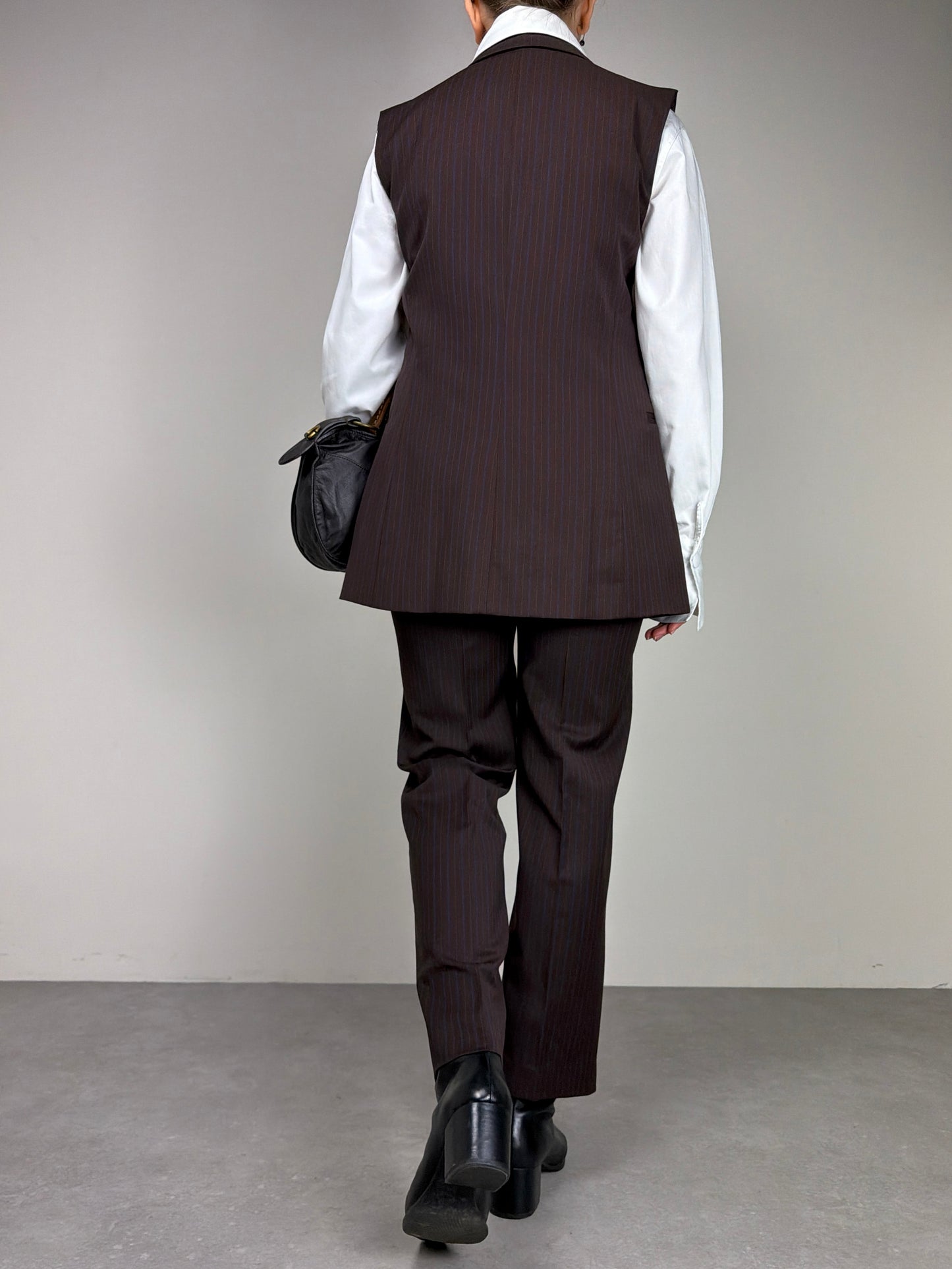 Completo vintage con gilet e pantalone in lana gessata