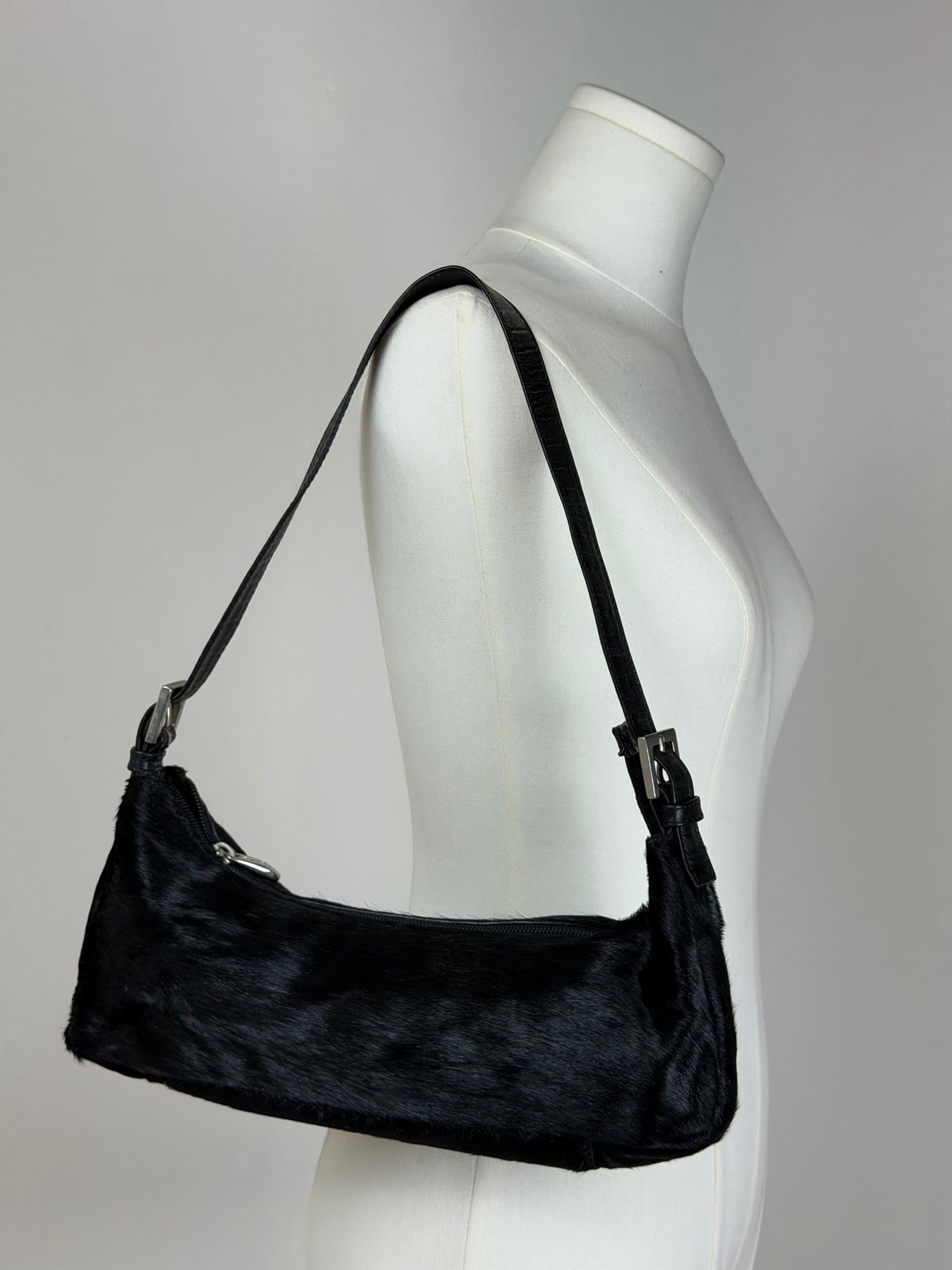 Borsa nera in vera pelle cavallino