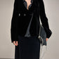 Armani Collezioni blazer in velluto nero con inserto in raso