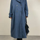 Trench vintage con gilet staccabile in vera pelliccia lapin