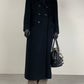 Cappotto lungo doppiopetto in beaver di lana, cashmere e angora