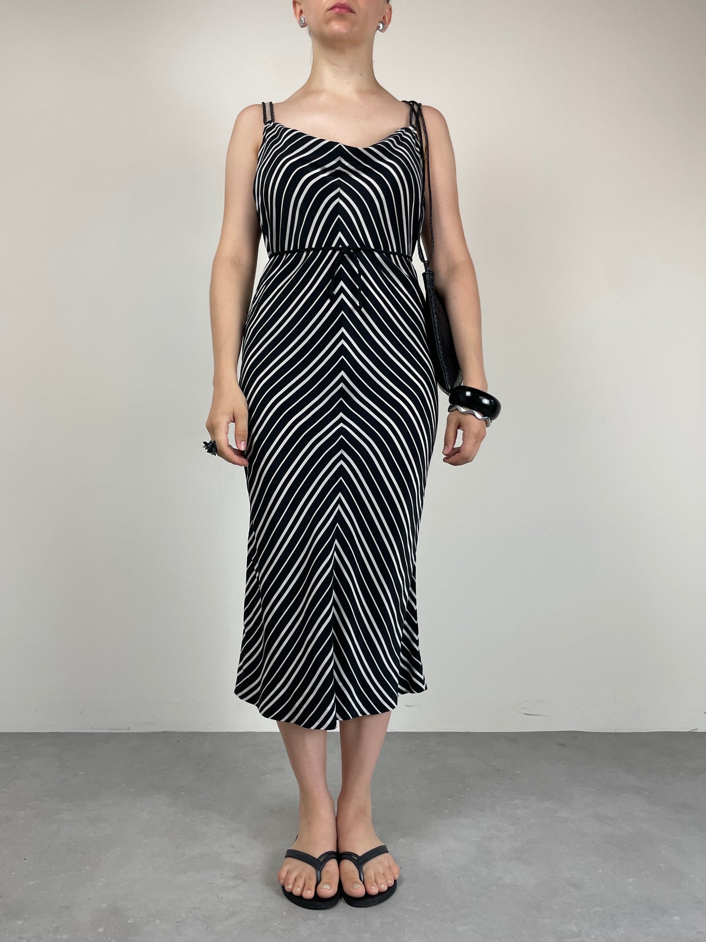 Abito vintage in pura seta a righe