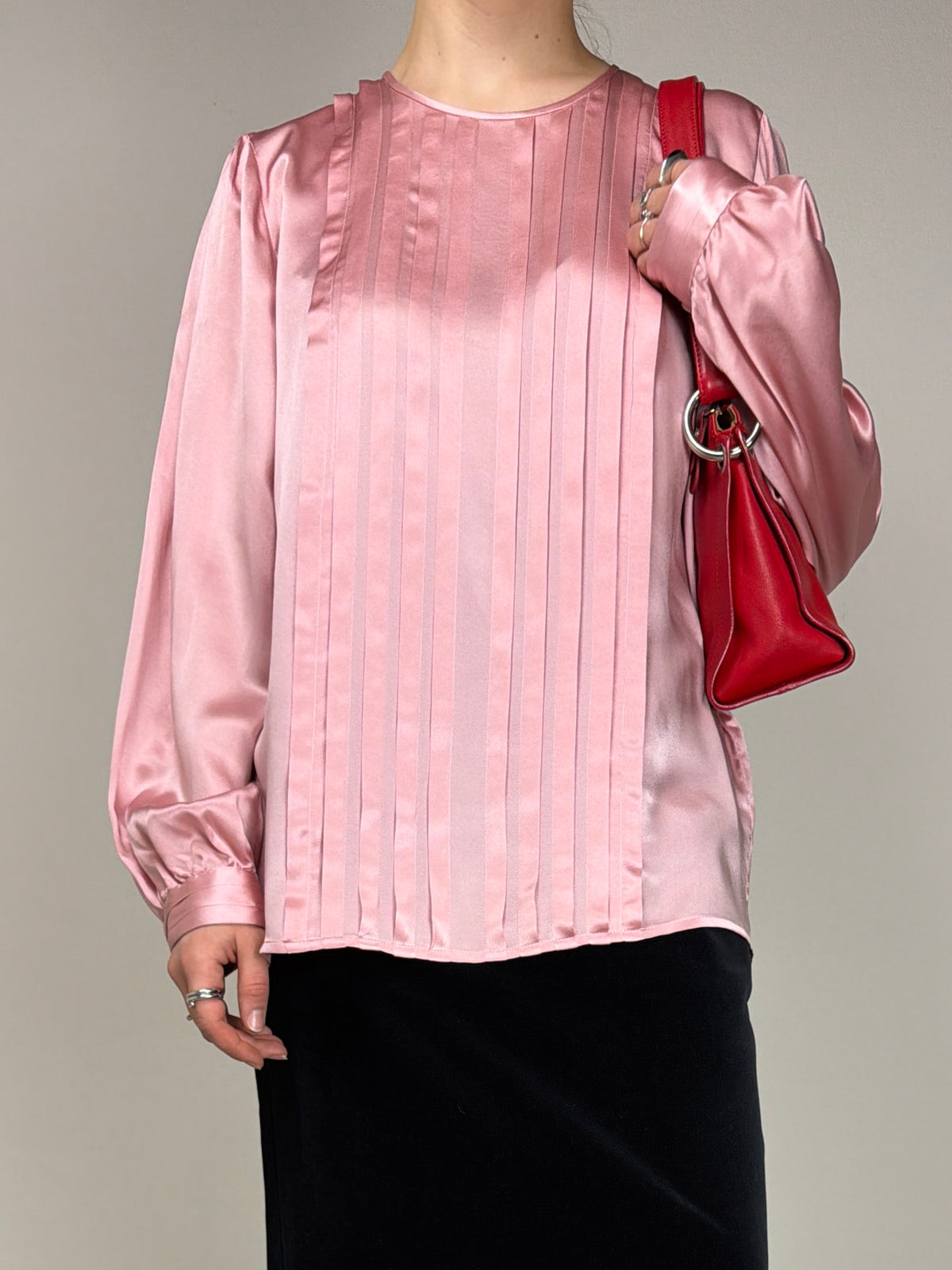 Blusa vintage in pura seta rosa