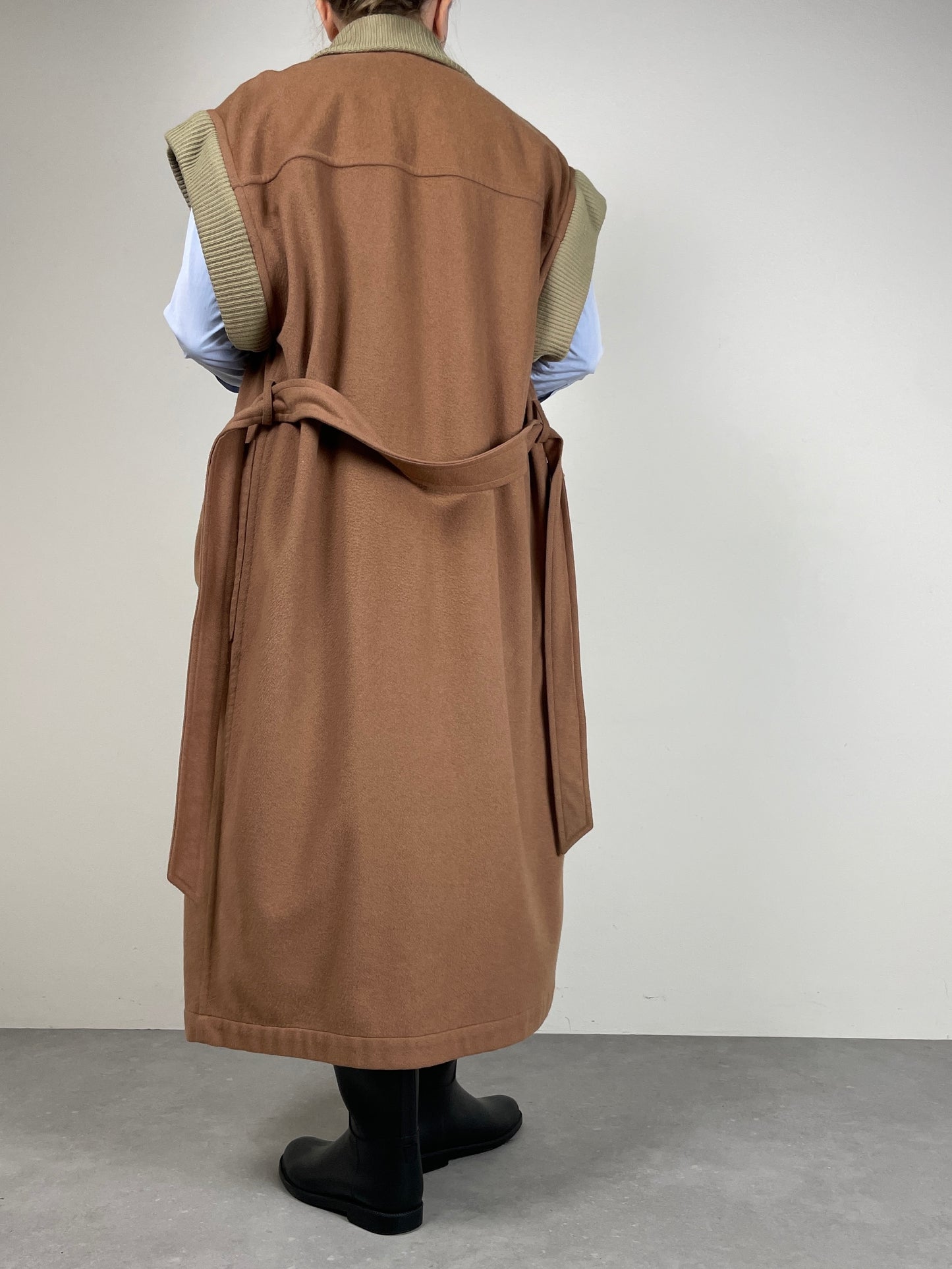 Cappotto vintage Cerruti in pura lana con maniche rimovibili