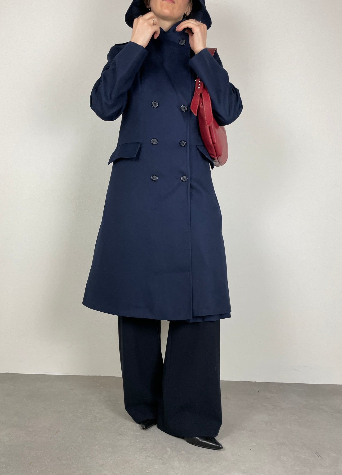 Blue trench coat