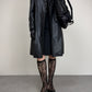 Trench vintage in vera pelle a doppiopetto