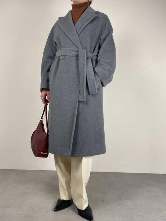 Cappotto in beaver di pura lana vergine color grigio