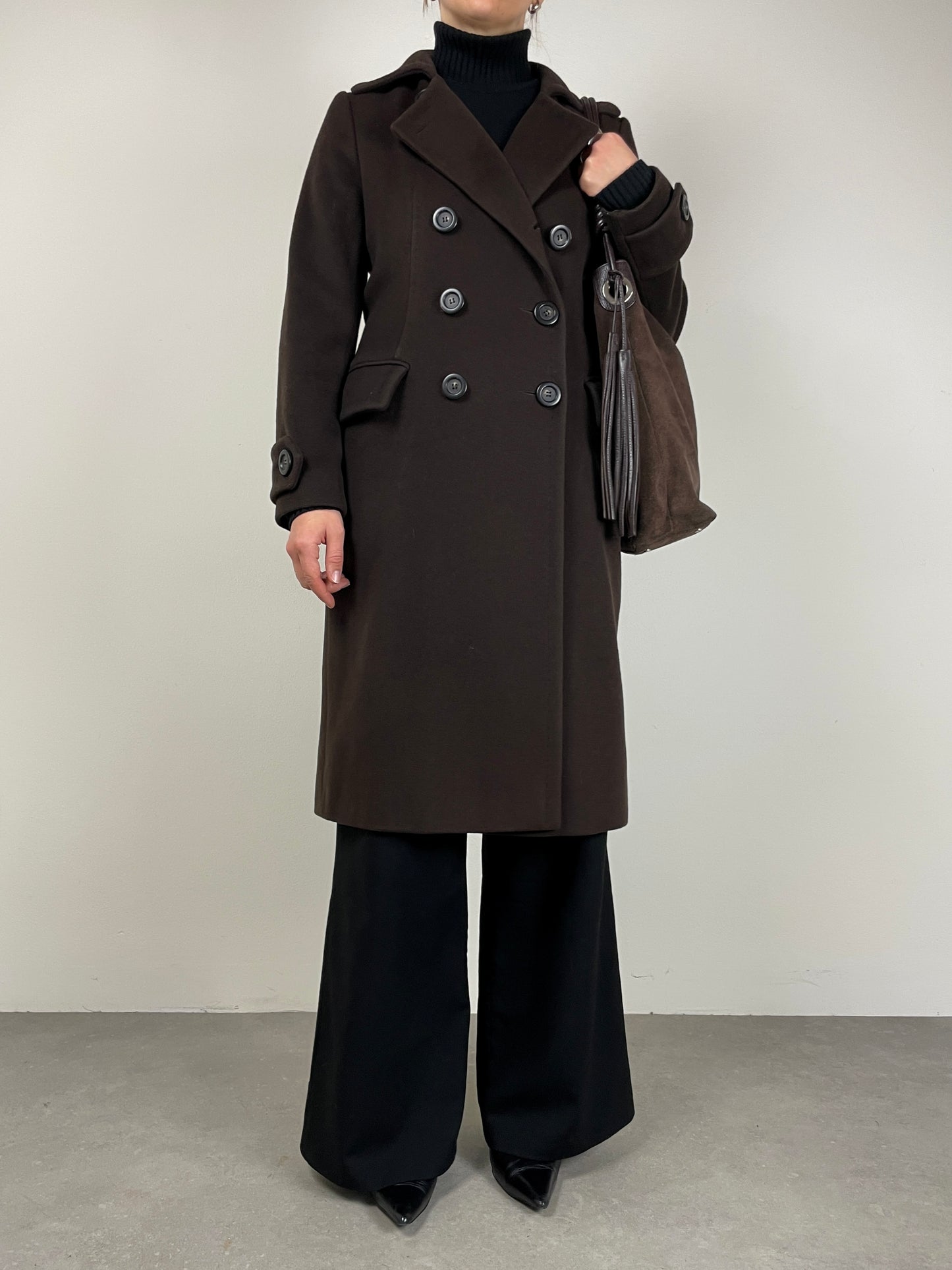 Cappotto in misto lana marrone