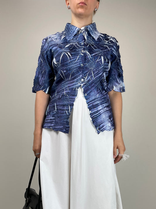 Camicia misto seta in tessuto effetto tridimensionale