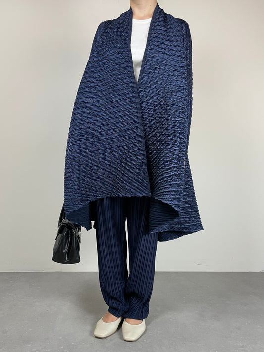 Soprabito vintage plissettato color blu