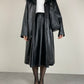 Trench in vera pelle con collo in pelliccia Mongolia