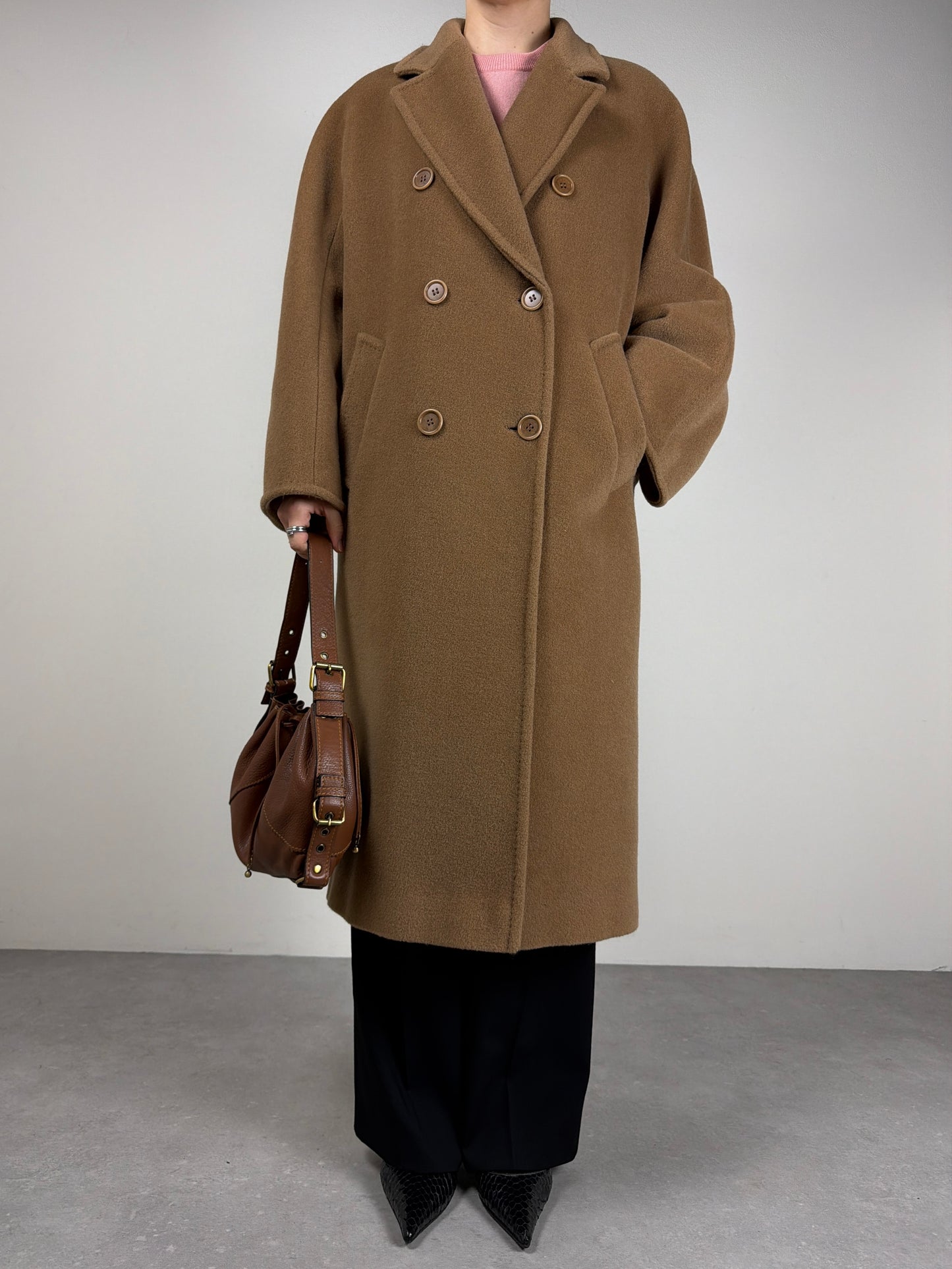 Cappotto in pura lana color cammello