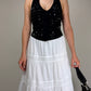 Top nero con pietre nere sfaccettate