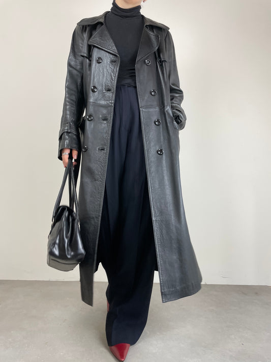 Trench vintage in vera pelle