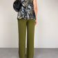 Pantalone vintage in seta verde oliva