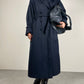 Trench blu con gilet tartan staccabile